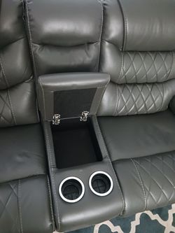 Full Size Couch And Double Rocker Recliner Love Seat With Center Console  Thumbnail