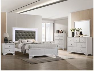 Queen bedroom set, queen bed, dresser, mirror, night stand