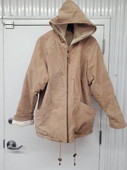 Women's extra warm tan suede leather jacket size XL good condition