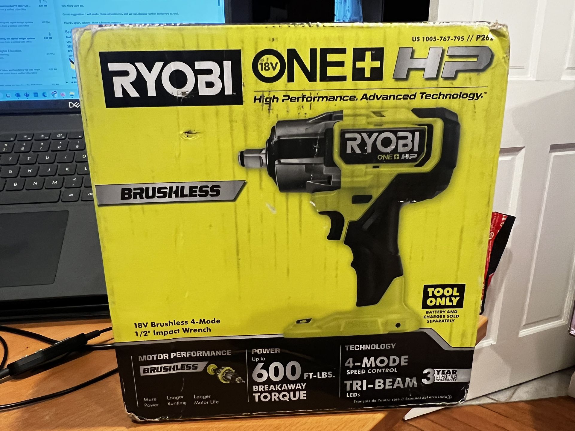 New RYOBI ONE+ HP 18V Brushless 4-Mode 1/2 in Impact Wrench (Tool Only)