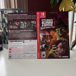 Stubbs The Zombie Nintendo Switch ‘For Display Only’ Case Artwork Only