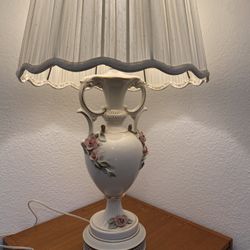 Vintage Porcelain Rose Lamp 