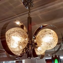 Stunning! Mid Century Modern Sarama 1960's Chrome Atomic Orb Chandelier!! Sputnik!