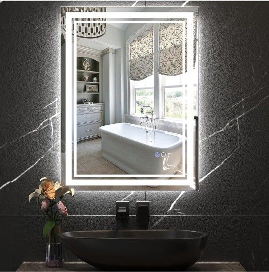New In Box GERANK Bathroom Mirrors with Lights for Wall,36 x 24 Inch Bathroom Mirror for Over Sink