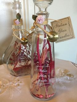 Glass bottles & glass oil lamp candles 🌺 Italian Glass 🇮🇹
