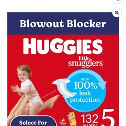 Huggies Size 5 Diapers, Little Snugglers Baby Diapers, Size 5 (27+ lbs), 132 Count (2 Packs of 66