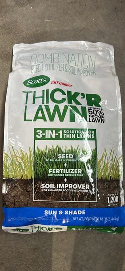 Scotts Turf Builder Thick'R Lawn Sun and Shade, Thickens Thin Grass, 12 lbs.