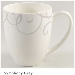Oneida Symphony Grey Mugs (Set Of 12)