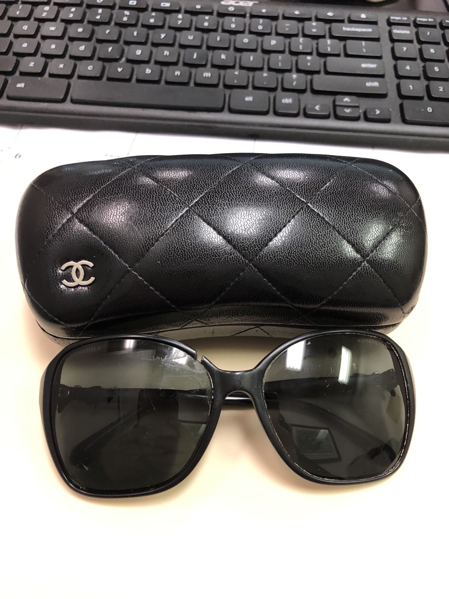 CHANEL 5205 Black Gold CC Bow Sunglasses