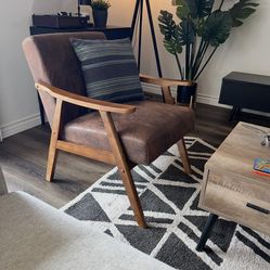 Brown Accent Chair Microfiber/Wood