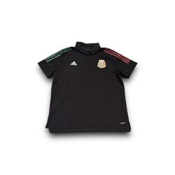 Adidas Mexico Soccer Polo Shirt Men's Size XL Black Seleccion Nacional Futbol