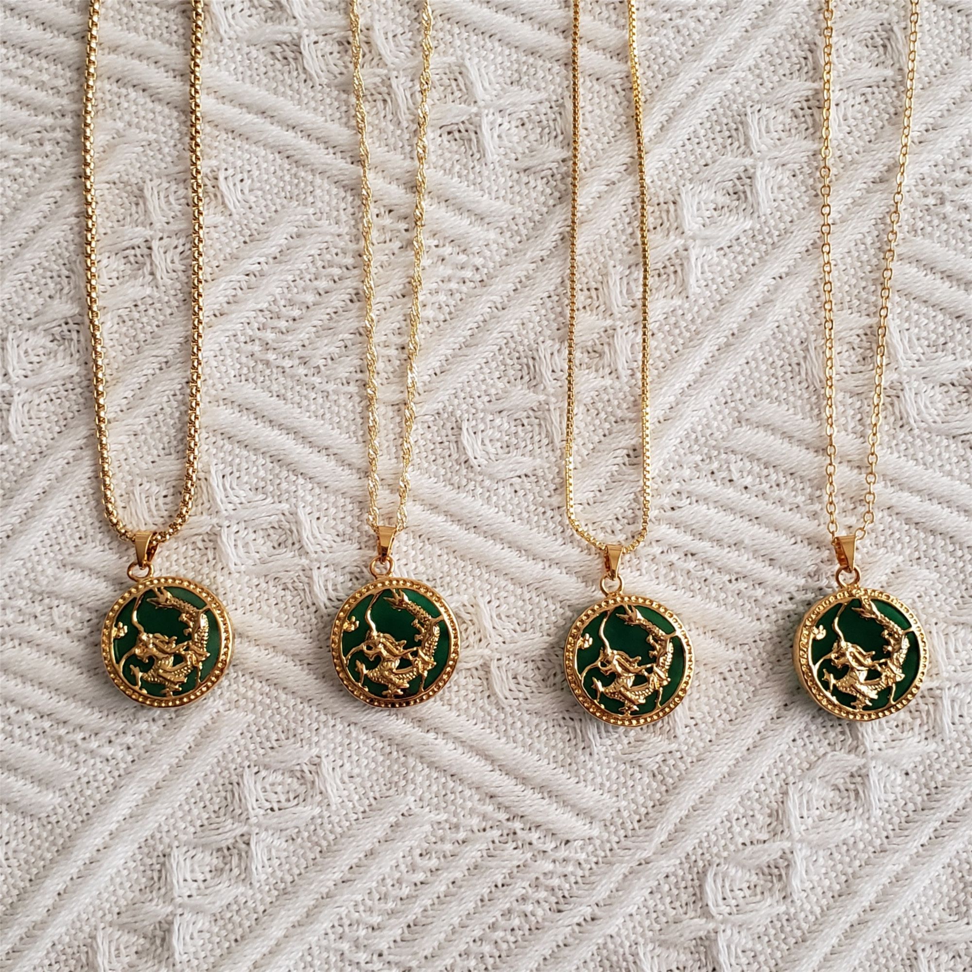 Genuine Jade 18K Gold plated necklace New