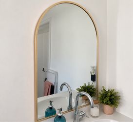 Large Gold Arched Wall Mirror – $25