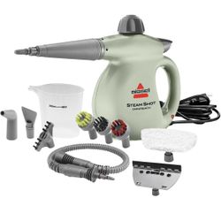 BISSELL® Steam Shot™ OmniReach handheld portable steam cleaner for tile, grout, windows, bathrooms, kitchens, fabric steaming tool, includes 10 tools