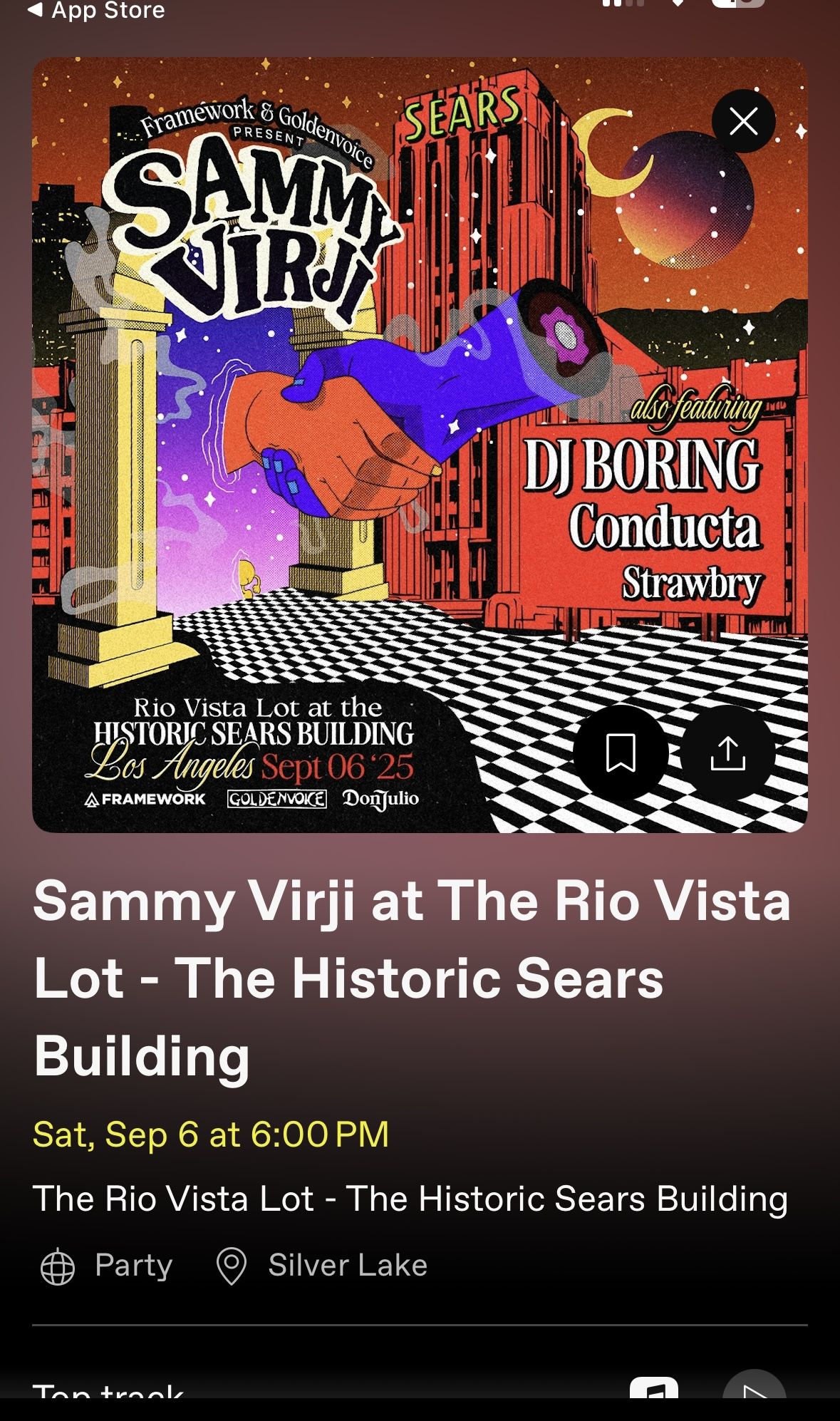 SAMMY VIRGI TICKET IN LA THIS SATURDAY