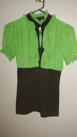 Charlotte Russe Green & Black Top Sz Sm $5