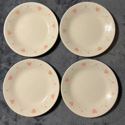 Vintage Corelle Forever Yours Bread & Butter Plates 6.75 in Set of 4. RETIRED.