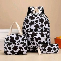 New Cow Print Back Pack/Lunch Bag/ Pencil Bag Set