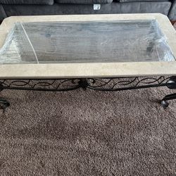 Marble and Glass Coffee Table