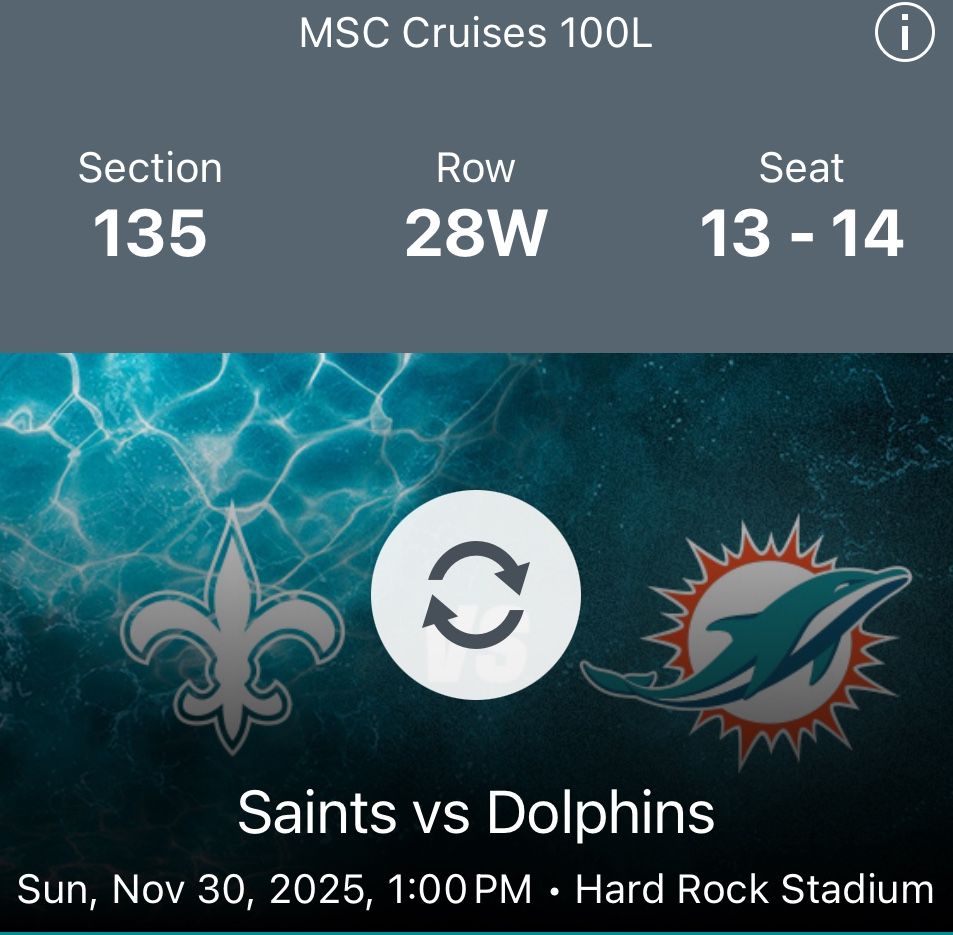  Two Tickets $50 Each 