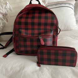 Coach Mini Backpack/ Purse And Matching Wallet 