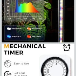 Grow Lights for Indoor Plants with Timer, 42W 192 LEDs Full Spectrum Vertical Grow Light 65 Inch Standing Grow Lights with Foot Switch,3 Light Modes 1