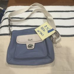 Coach Blue And Off White Leather Cross Body