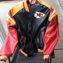 Kansas Chief Leather Jacket  Xl Champs