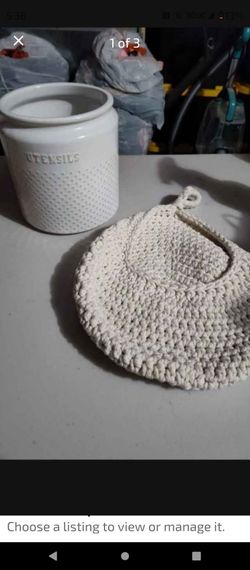 Utensil holder with hanging fruit basket both for $12