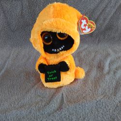 Ty Beanie Boos GRINNER the Halloween Orange Ghoul