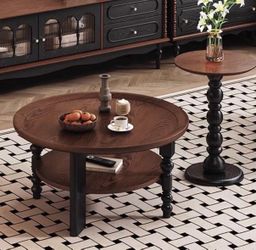 Brand New 2-Piece Solid Wood Walnut Coffee Table Set - Vintage⁠