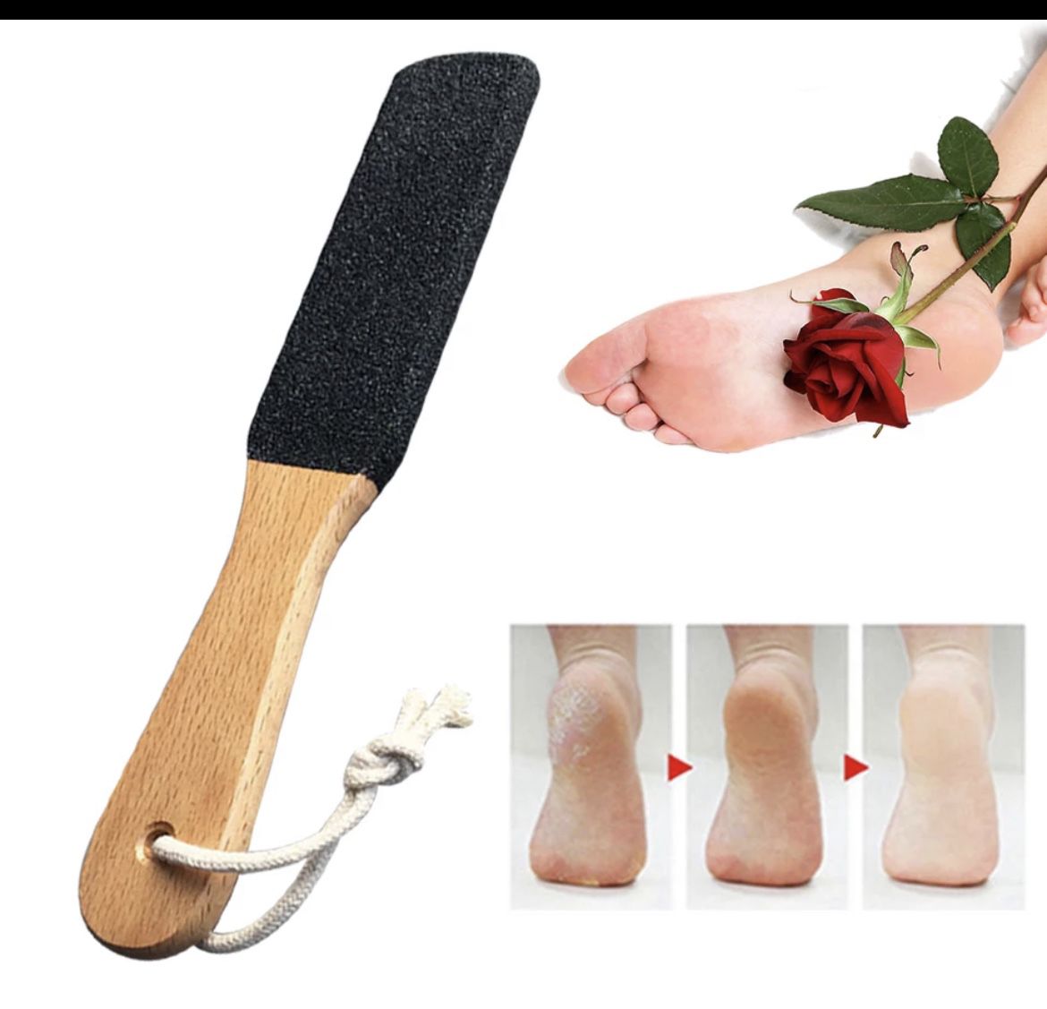 Wooden Double-Sided Ankle Callus Dead Skin Callus Remover Professional Pedicure Tool Grinding Foot Care