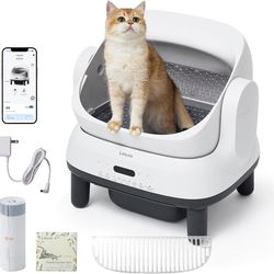 Self Cleaning Litter Box - Open-Top Automatic Cat Litter Box with APP Control & Anti-Pinch Sensor, for Large Cats, Odor Control, Includes 2 Sifters & 