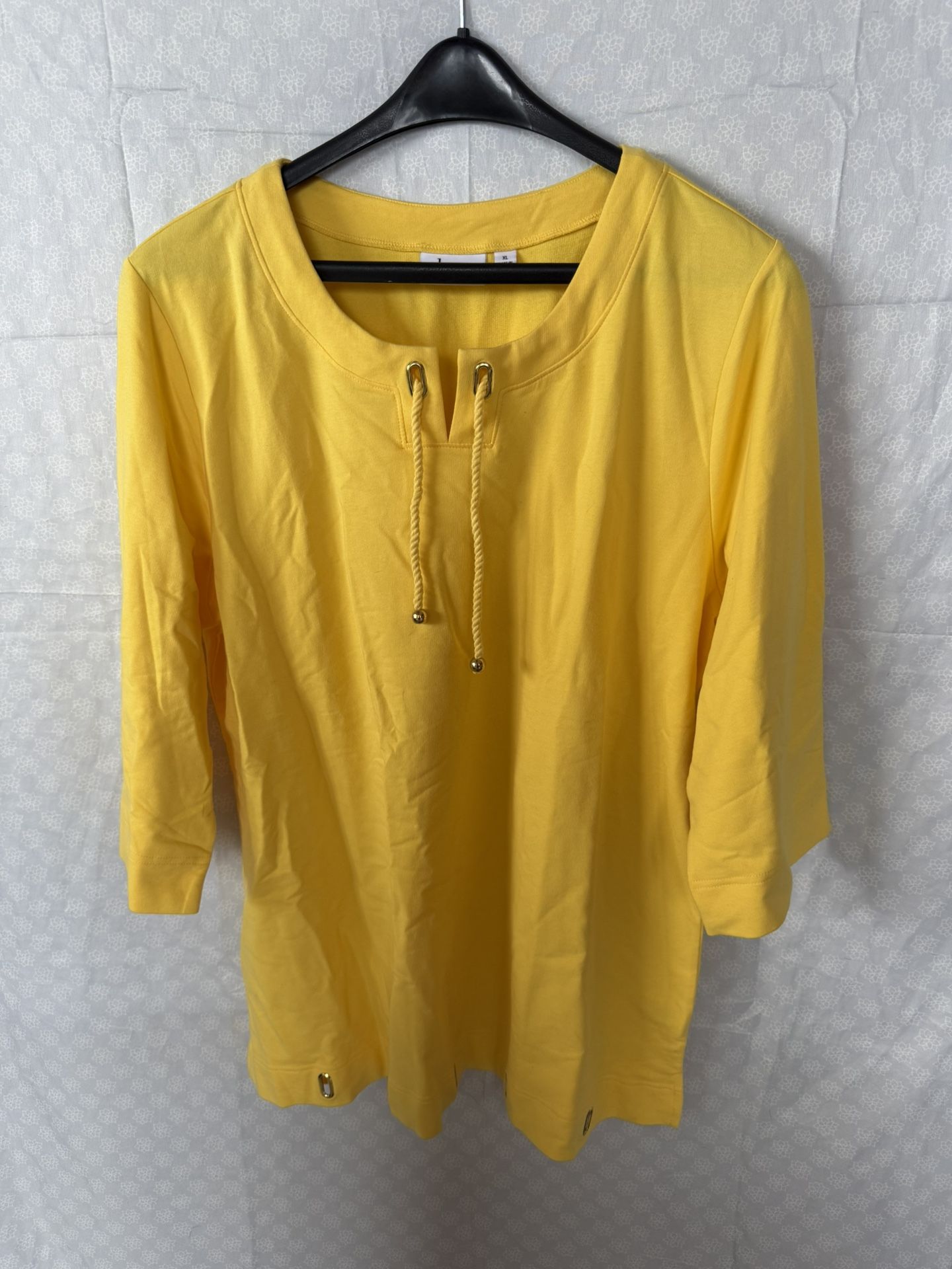 Denim And Co. Yellow 3/4 Sleeve Stretch Tunic Top XL