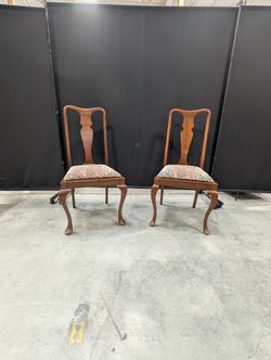 Traditional Dark Wood Dining Chair with Paisley Upholstery