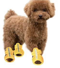 Small Dog Summer Sandal Shoes Puppy or Cats Breathable Paw Protectors Dog .Yellow