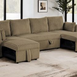 Brand New Brown Sectional Sofa Sleeper 