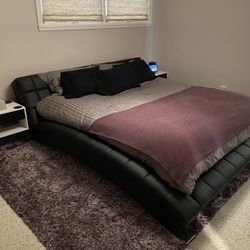 King Bed Frame: Black Leather