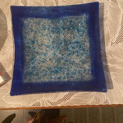 Blown Glass Tray 13” X 13”