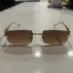 New Retro Vintage Unisex  Sunglasses (Brown & Green Lens/Gold Frames) 