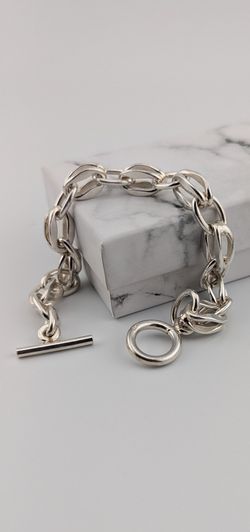 ✨925 Solid Sterling Silver Oval Link Toggle Bracelet✨