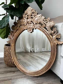 Wood Flower Mirror 