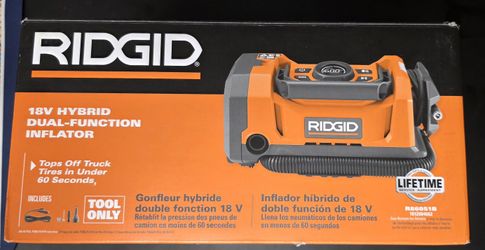 RIDGID 18V CORDLESS DUAL FUNCTION INFLATOR KIT, 2 AH BATTERY 