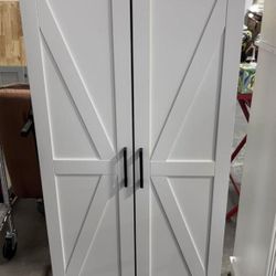 New Assembled. 50” Tall Wooden Storage Cabinet. 2 Door And 2 Adjustable Shelves Kitchen Pantry 