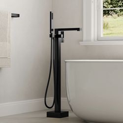 Matte Black Floor-Mount Tub Faucet
