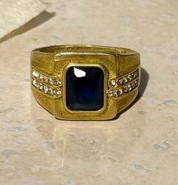 18Kt Gold 16.4 Sapphire Diamond Mens Ring