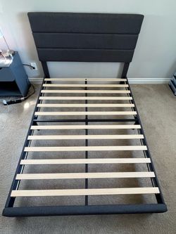 Alti Modern Full Size Bed Frame with Linen Upholstered Headboard