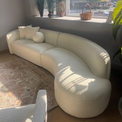 Redondo Ivory Boucle 2pc Curved Sectional Sofa