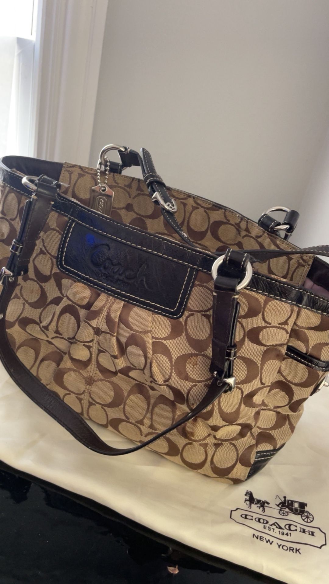 Brown Coach Signature Tote Bag