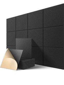 Self-adhesive Acoustic Panels Tiles 12 Pack, 12" X 12" X 0.4" Sound Proof Padding